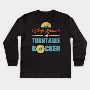 Record Collector and Vintage Vinyl Lover Turntable Music Kids Long Sleeve T-Shirt